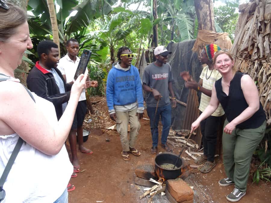Arusha or Moshi : Hot Spring, Waterfall & Coffee Farm Tour - Materuni Waterfalls: swimming under real cascades