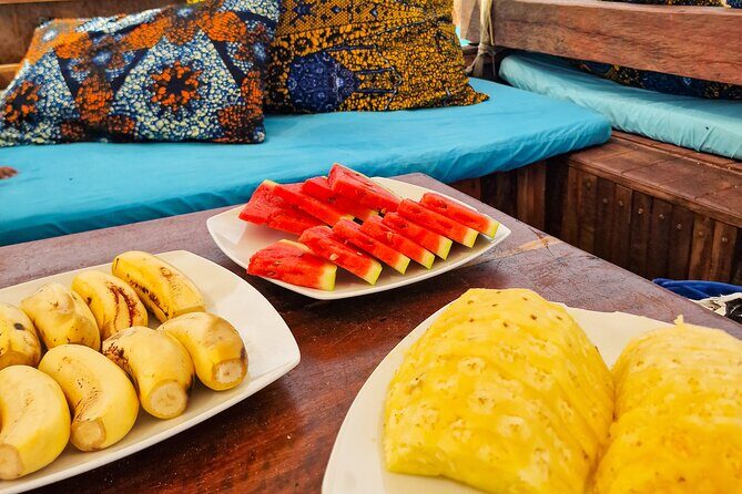 Private/Sharing: Snorkeling with Dolphins Sandbank in Mnemba - Lunch on a dhow: BBQ seafood, chicken, and drinks that don’t disappoint