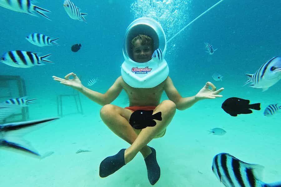 Underwater Walking Experience in Zanzibar,No Swimming Needed - The breathing helmet trick (and why no swimming is the point)